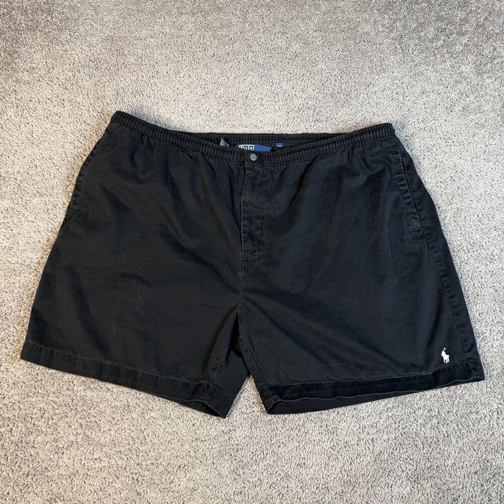Polo Ralph Lauren Shorts Mens Big 3X Black Chino Cotton Elastic Waist 8 In